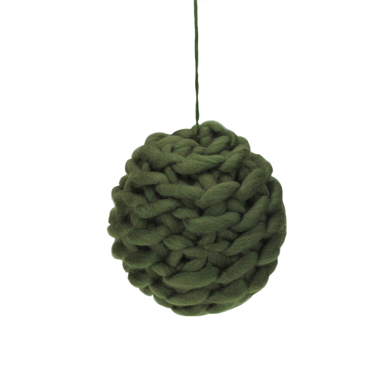 Allstate Olive Green Knit Hanging Shatterproof Christmas Ball Ornament 7&#x22; (175mm)
